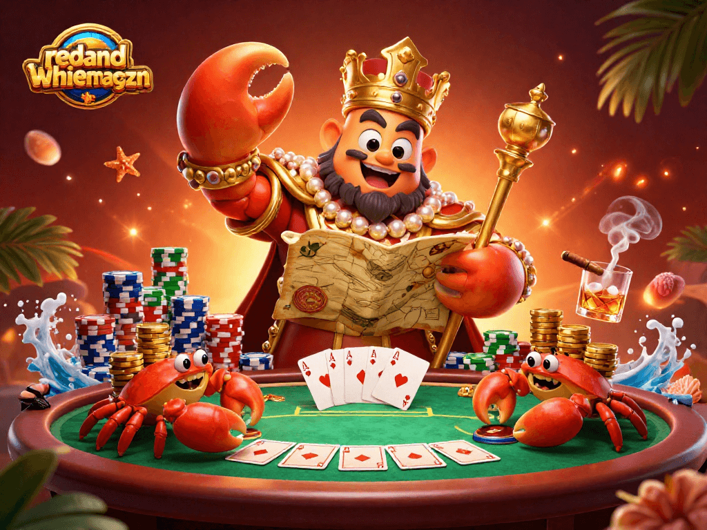 Experience thrilling gameplay with redandwhitemagzn's vibrant casino scene featuring a golden crab emperor.