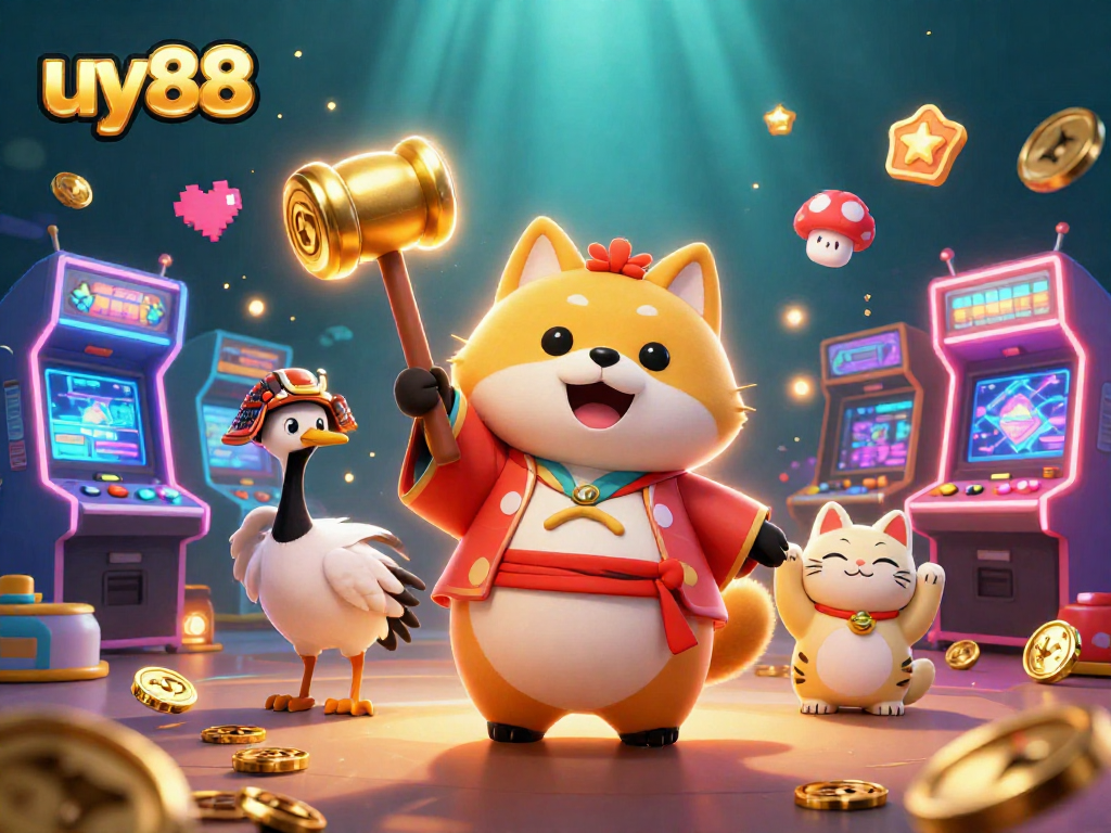 Experience the vibrant casino magic of uy88 with animated characters and colorful gaming elements.