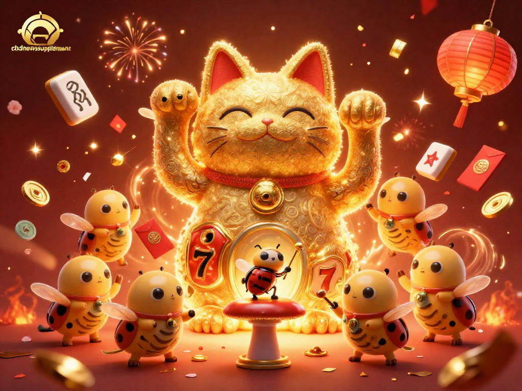 Experience the thrill of gambling with cbdnewssupplement's vibrant 3D lucky cat illustration.