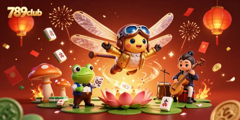 Experience the thrilling ambiance of 789club with vibrant gaming elements and characters in a lively casino scene.