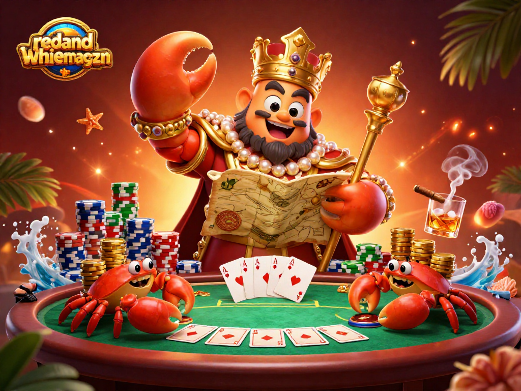Experience thrilling gameplay with redandwhitemagzn's vibrant casino scene featuring a golden crab emperor.