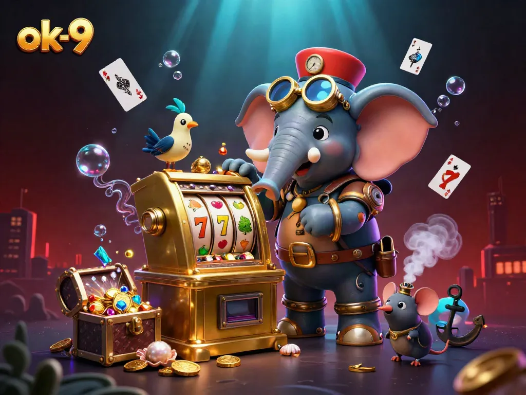 Spin the reels at ok-9's vibrant steampunk casino, showcasing dazzling treasures and exciting gameplay.