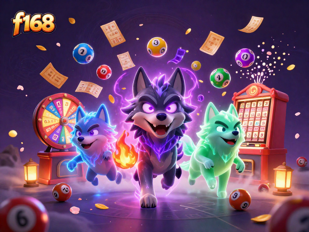 Experience thrilling gameplay at F168 with a dynamic scene of gaming elements and animated characters.