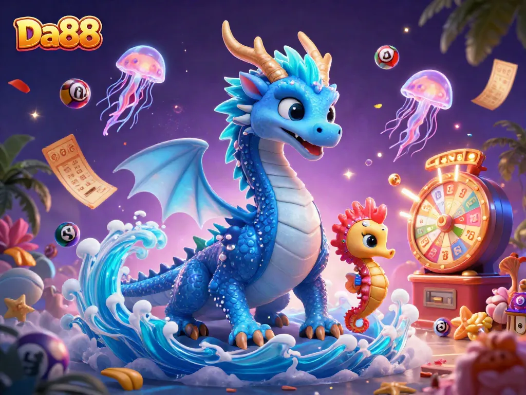 Engage in thrilling jackpots and dynamic games with Da88's vibrant, action-packed casino illustration.