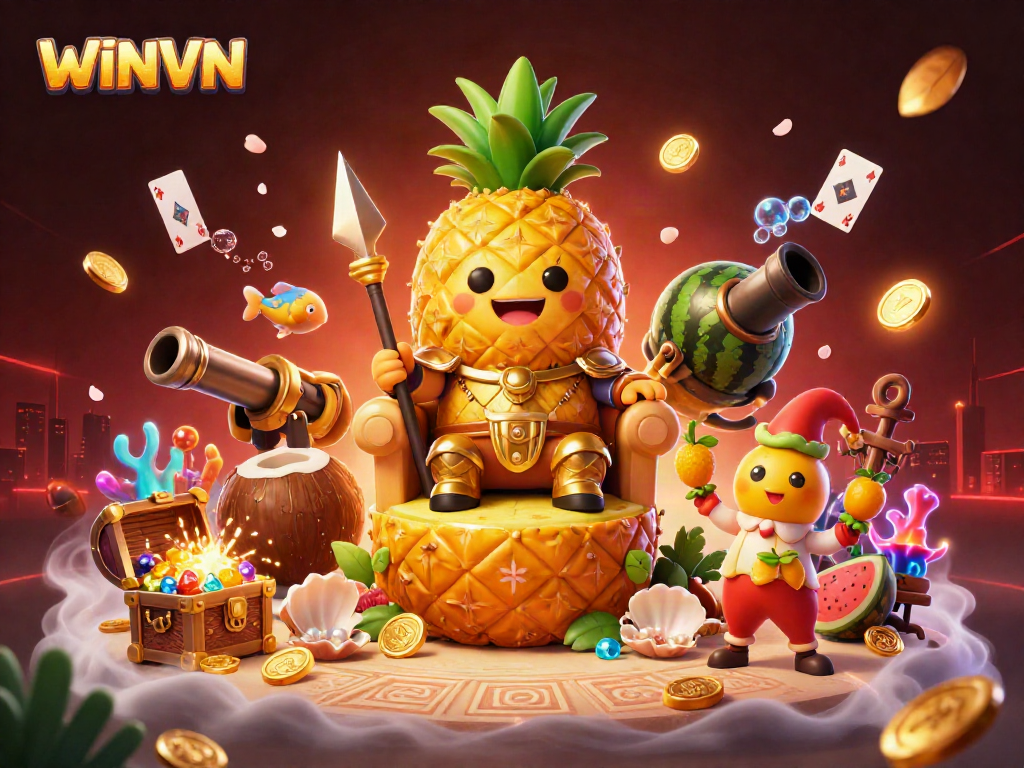 Experience the vibrant excitement of WINVN casino with colorful characters and thrilling game elements.