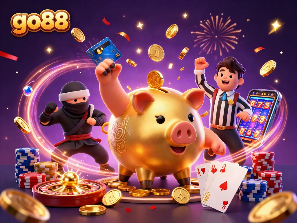 Bet on exciting winnings with go88 in a vibrant casino scene filled with dynamic gaming elements.