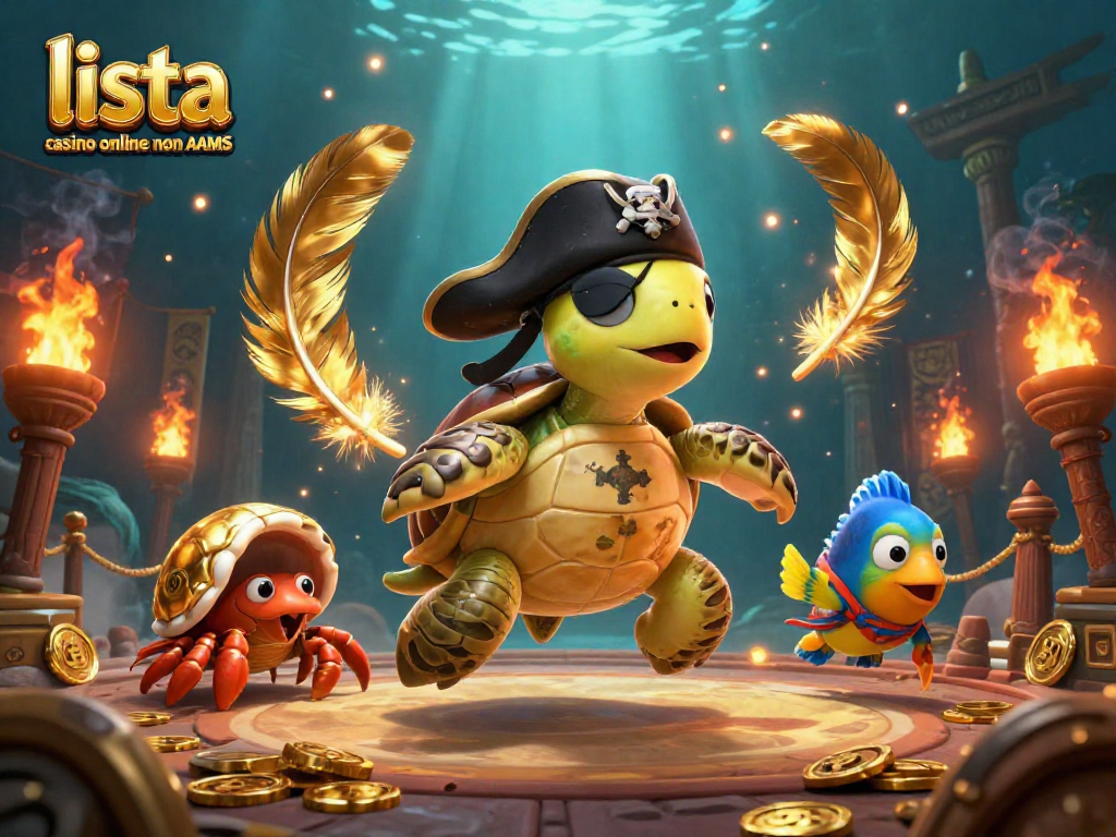 Gioca con la lista casino online non AAMS in un'illustrazione di pirata subacquea ricca di dettagli e colori vibranti.