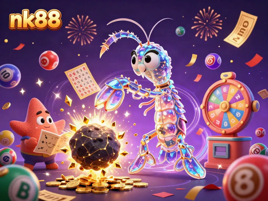 Experience excitement with nk88 as the mantis shrimp battles through asteroid debris raining down gems and coins.