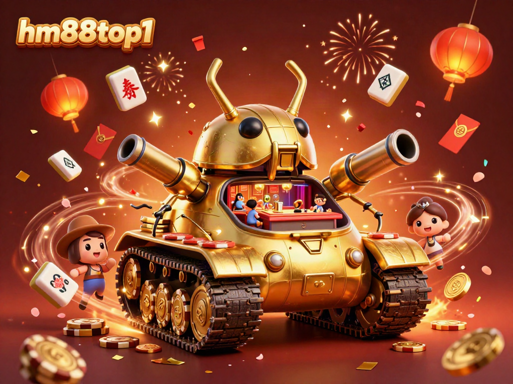 Experience the excitement of hm88top1, featuring a golden beetle casino tank shooting confetti and coins!