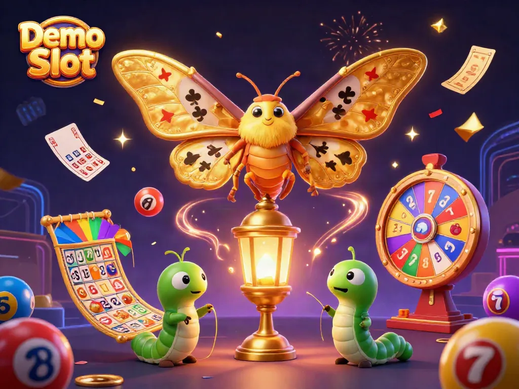 Experience the thrill of Demo Slot with vibrant 3D visuals showcasing captivating casino elements.