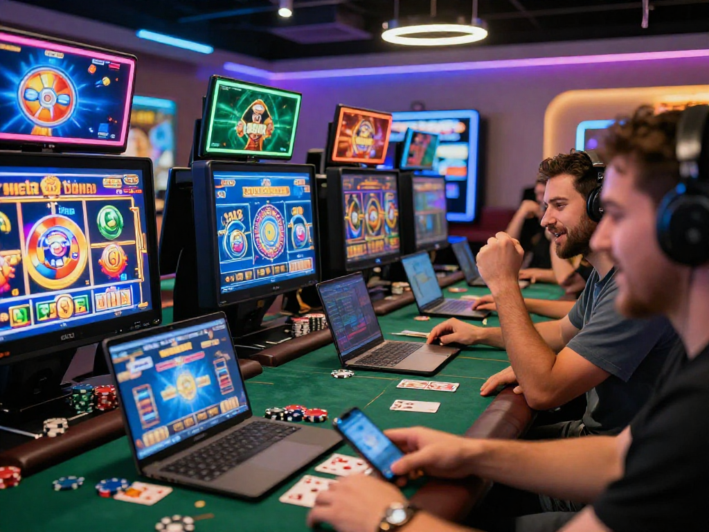 Giocatori felici che esplorano la lista casino online non AAMS, immersi in giochi emozionanti e interattivi.