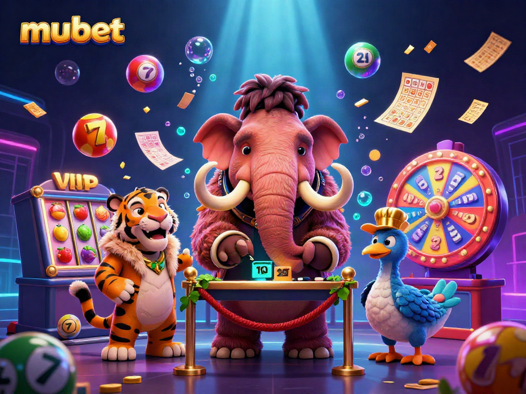 Check IDs with the mubet bouncer at the vibrant casino entrance featuring lively gambling elements.